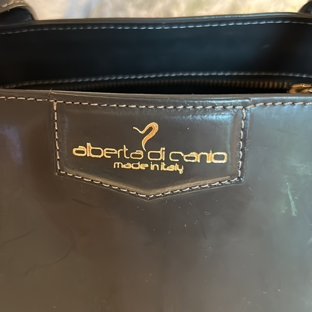 Alberta Di Canio gray leather tote.Approx. 17”wide 14.5 tall expanding width 6”. - Picture 2 of 11